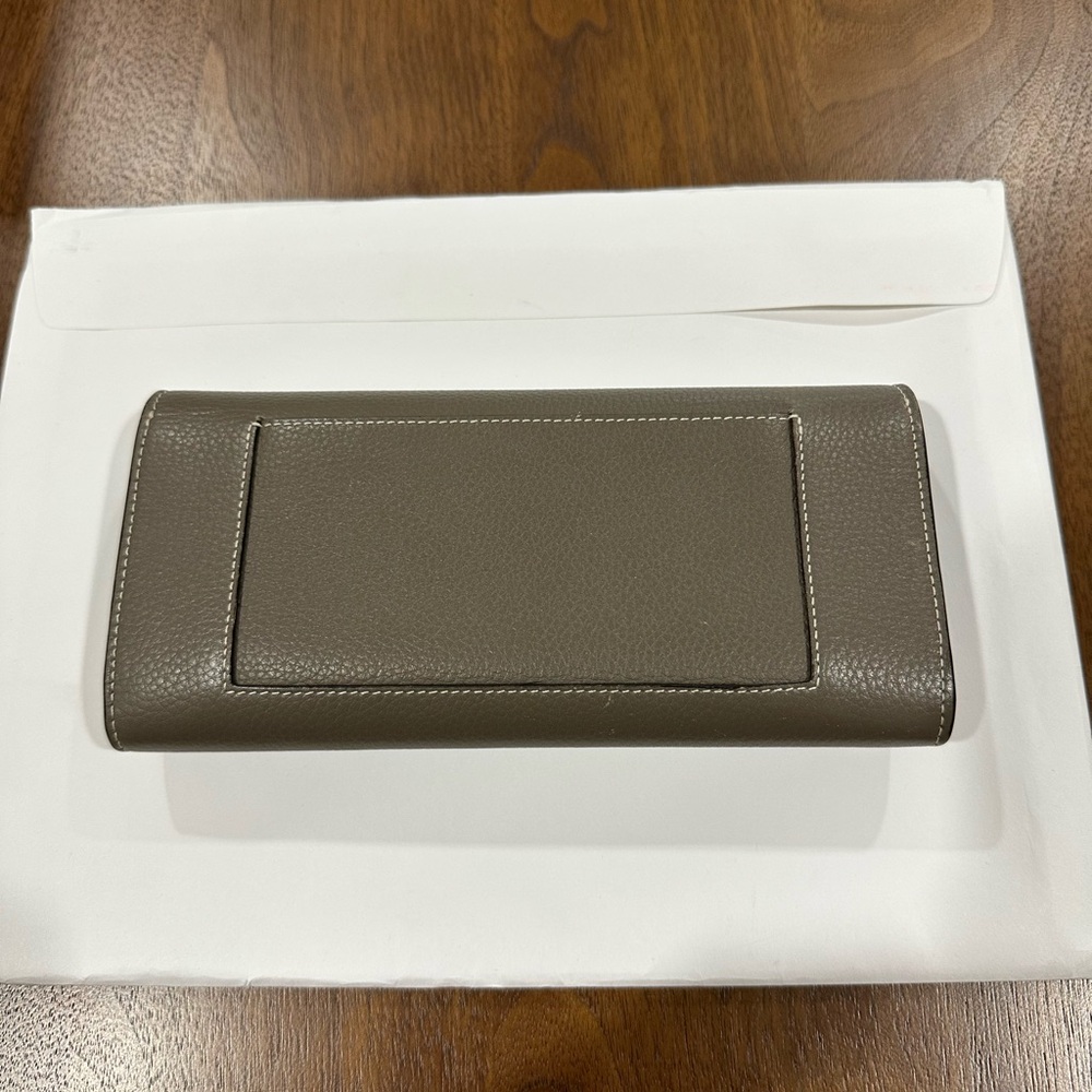 Celine Pebbled Leather Fold Wallet in Taupe Gray - Picture 2 of 12